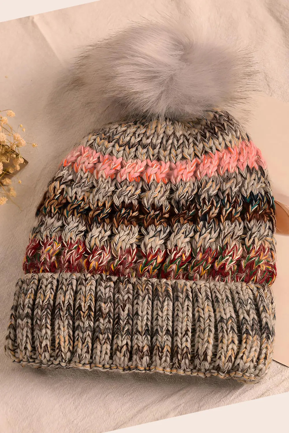 Color Striped Wool Hat - Gray - Strange Clothes