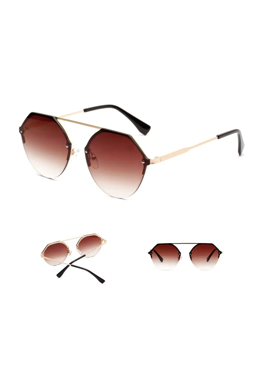 Diamond Polygon Sunglasses - Brown - Strange Clothes
