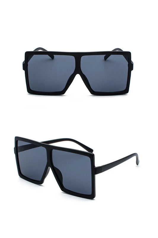 Fashion Big Box Sunglasses - Bright Black - Strange Clothes