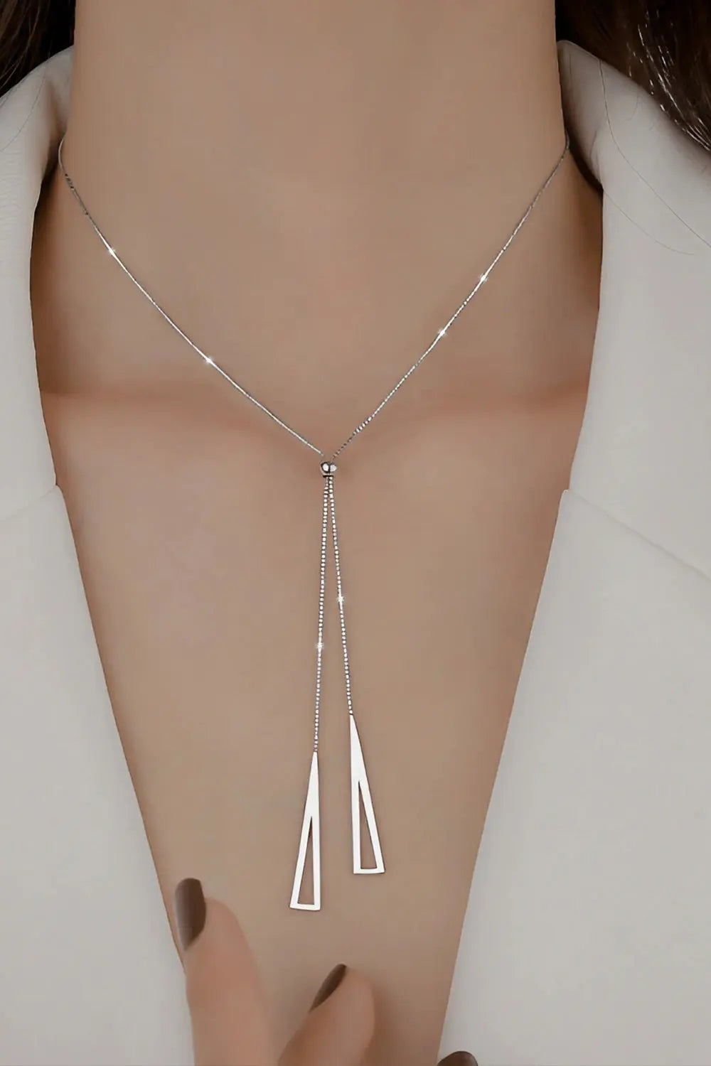 Geometric Triangle Necklace - Silver - Strange Clothes