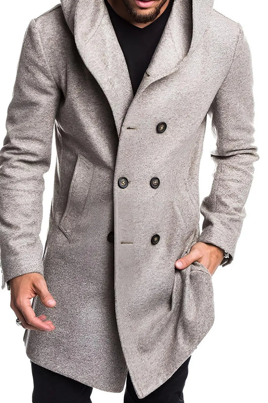 Hooded Woolen Coat - Grey -Strange Clothes