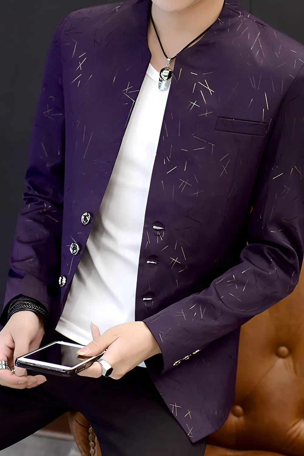 Korean Elegant Jacket - Violet - Strange Clothes