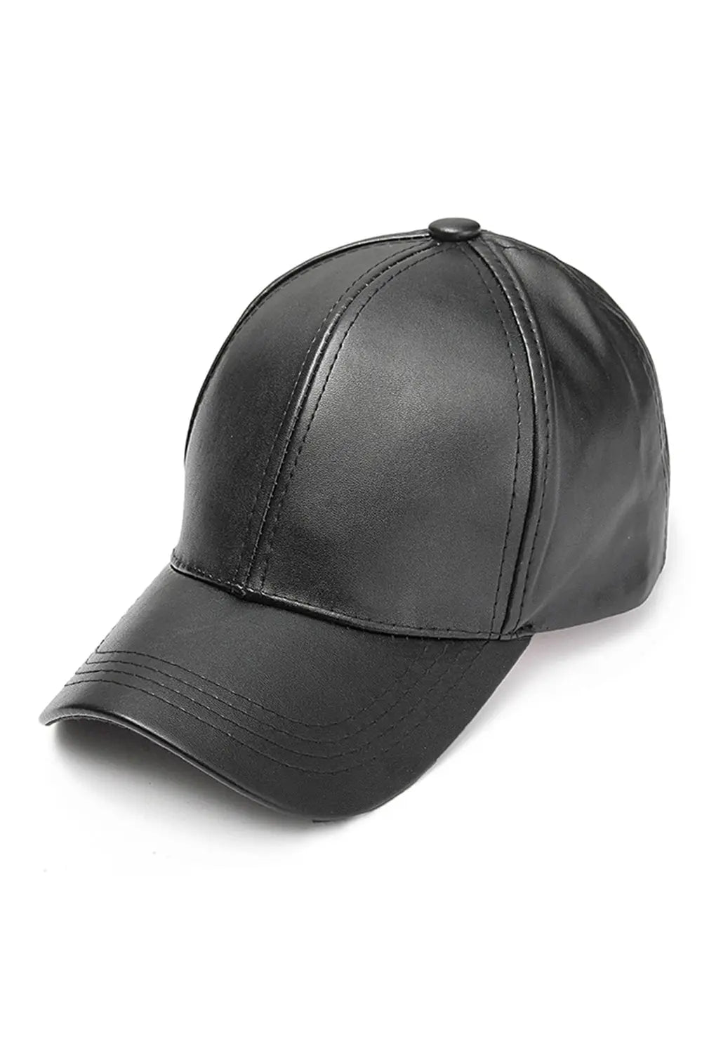 Leather Baseball Cap - Black - Strange-Clothes