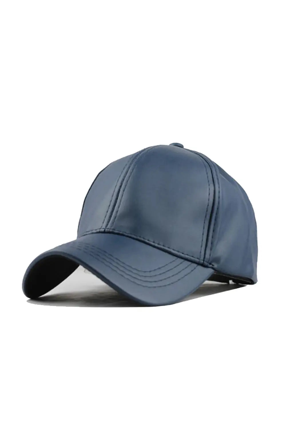 Leather Baseball Cap - Navy Blue - Strange-Clothes