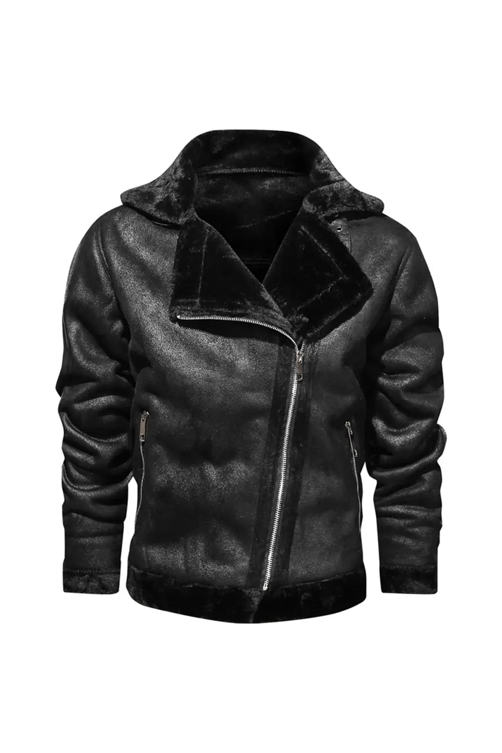 Leather Jacket With Velvet - Black - Strange Clothes
