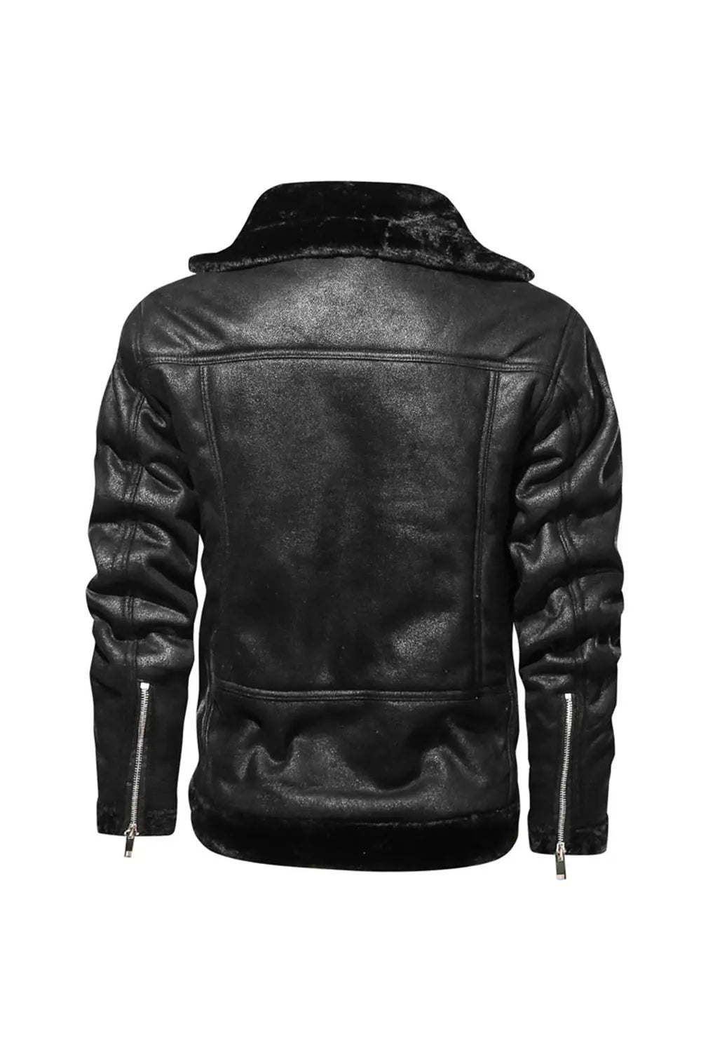 Leather Jacket With Velvet - Black - Strange Clothes
