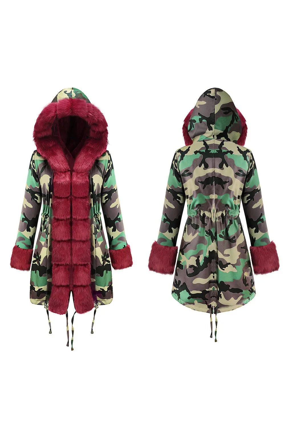 Long Cotton Coat - Green Red - Strange Clothes