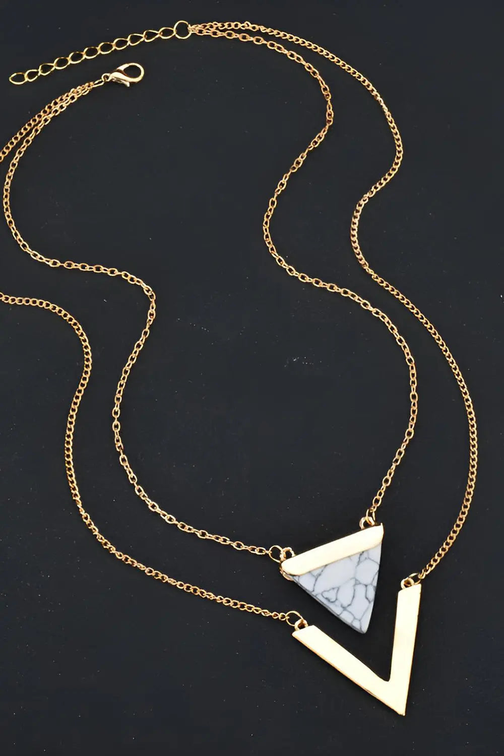 Marble Stone Triangle Necklaces - White - Strange Clothes