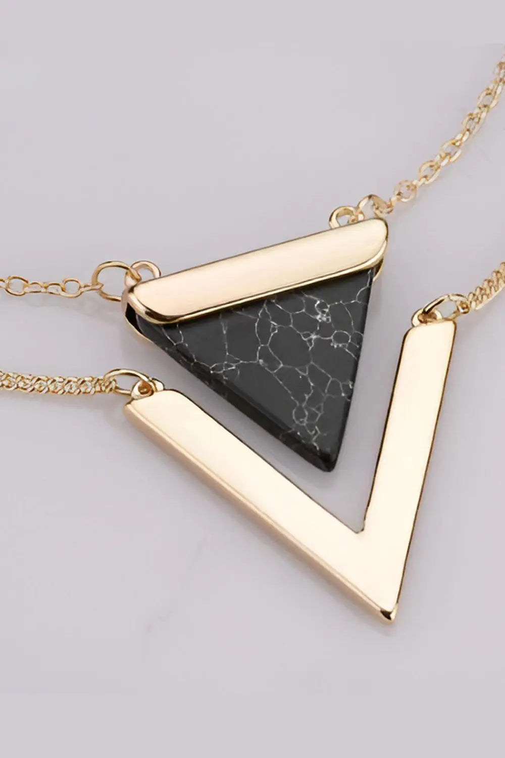 Marble Stone Triangle Necklaces - Black - Strange Clothes
