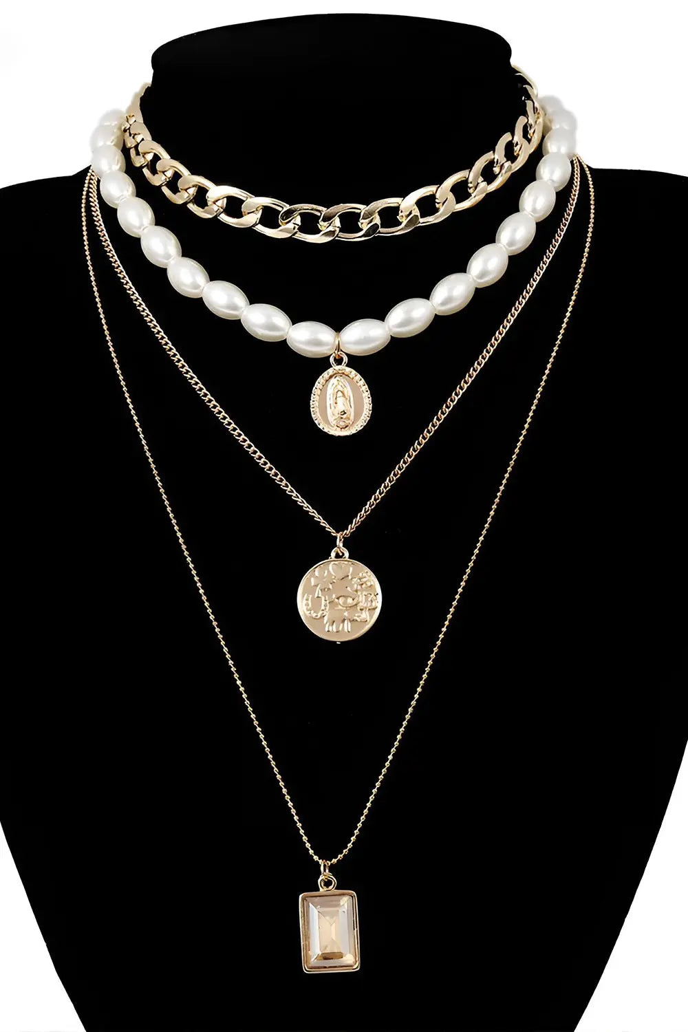 Multi-layer Pearl Necklace - Gold - Strange Clothes