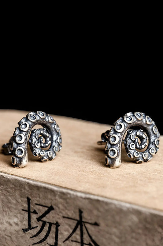 Octopus Tentacle Stud Earrings - Silver 925 - Strange Clothes