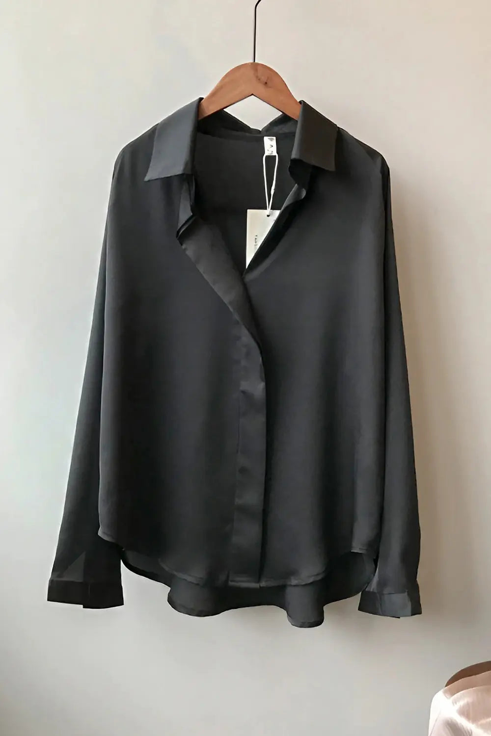 Satin Shirt - Black - Strange Clothes