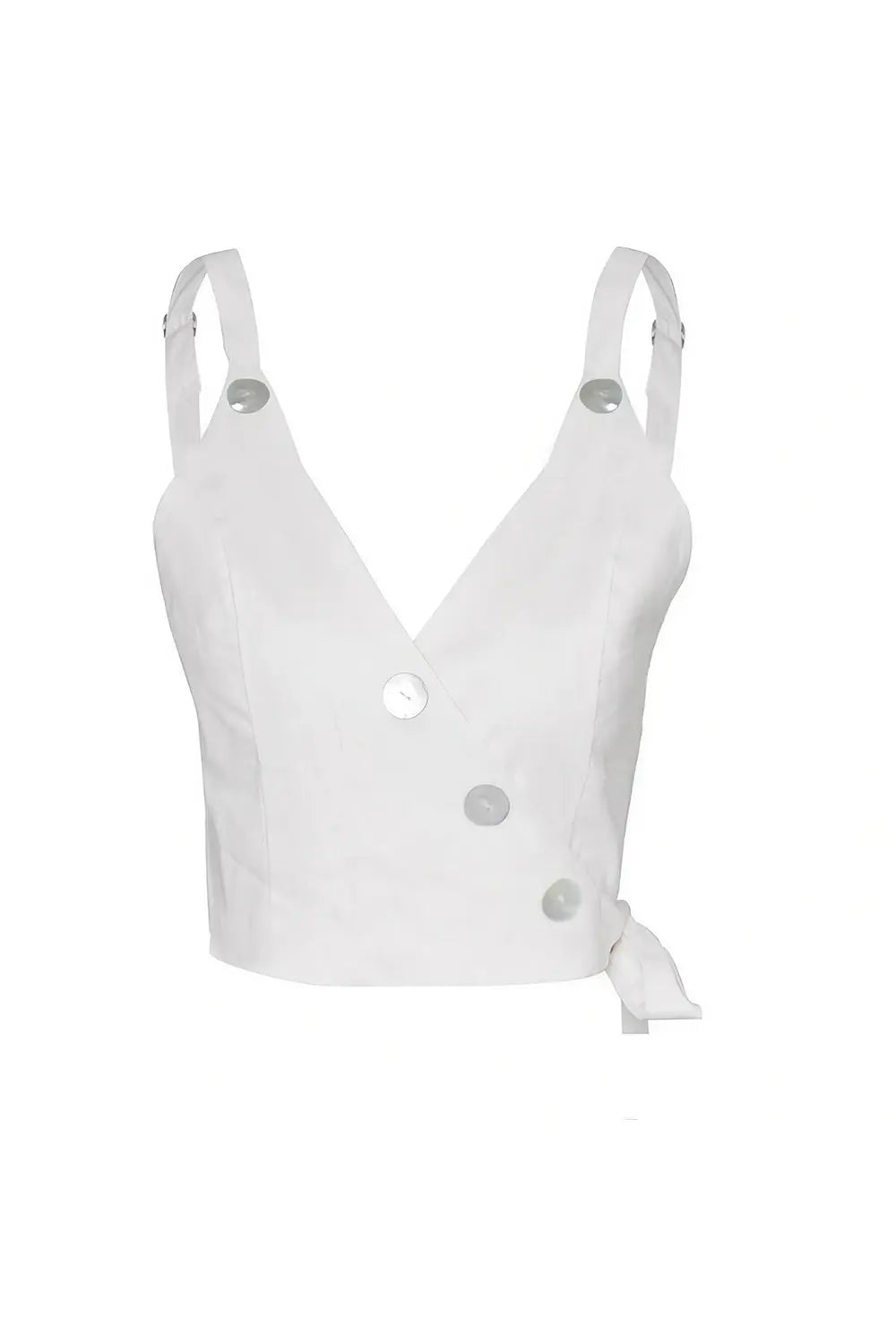 Sling Strap Button Vest - White - Strange Clothes