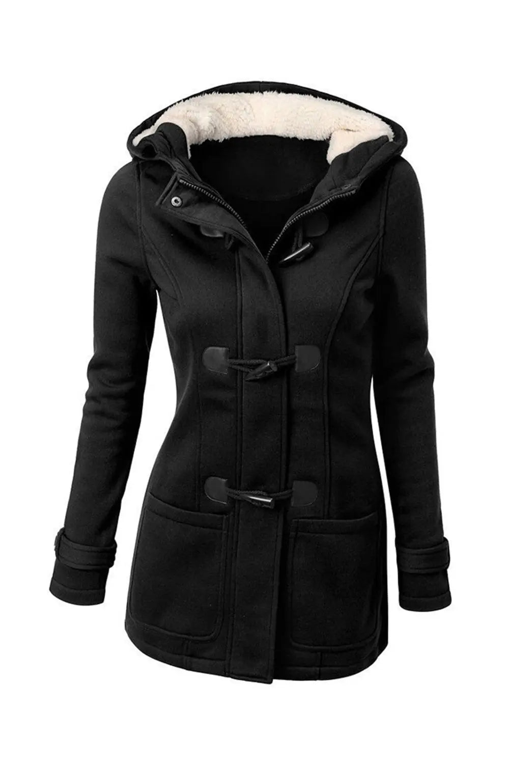 Warm Winter Fur Collar Jackets - Black - Strange Clothes