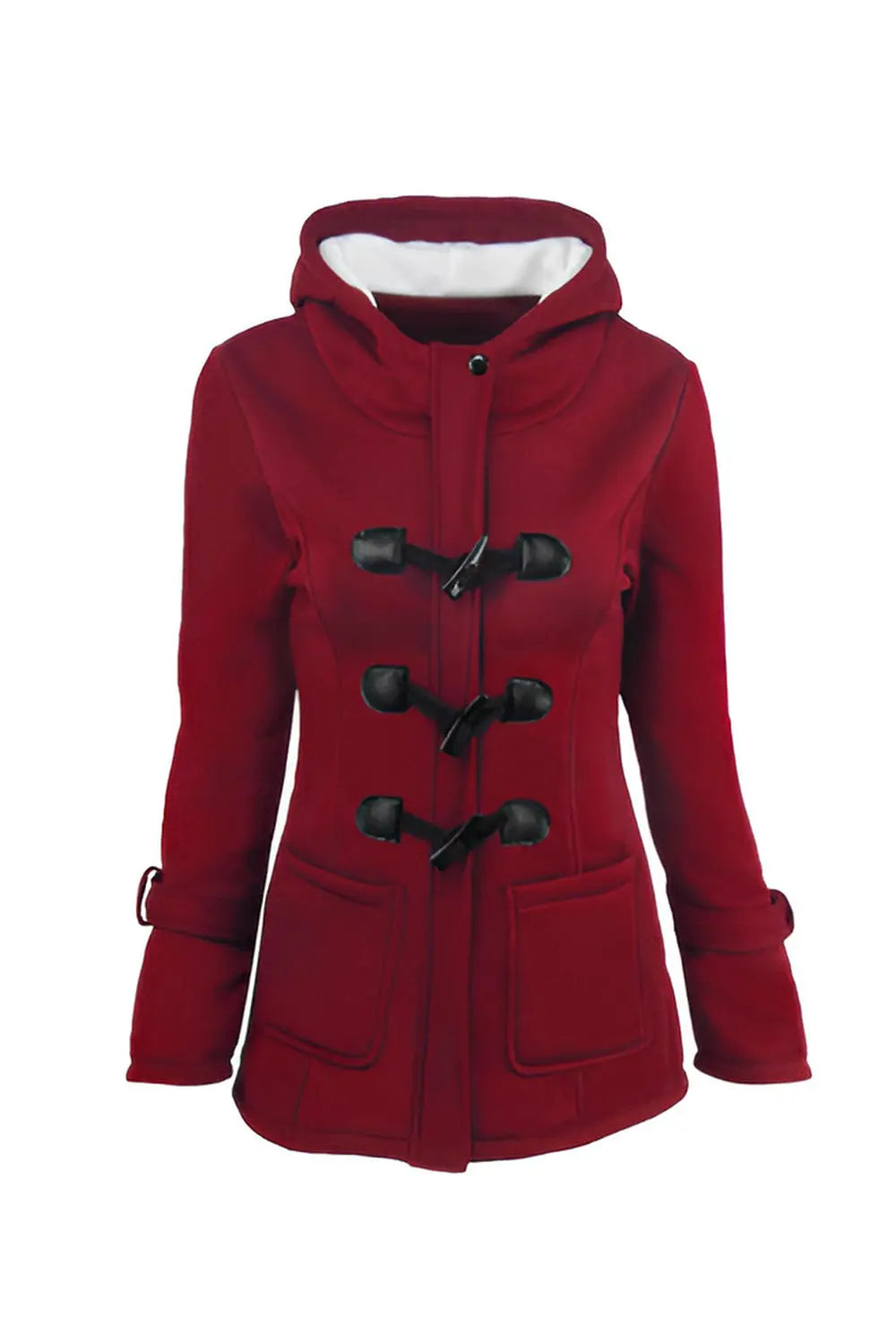 Warm Winter Fur Collar Jackets - Jujube Red - Strange Clothes